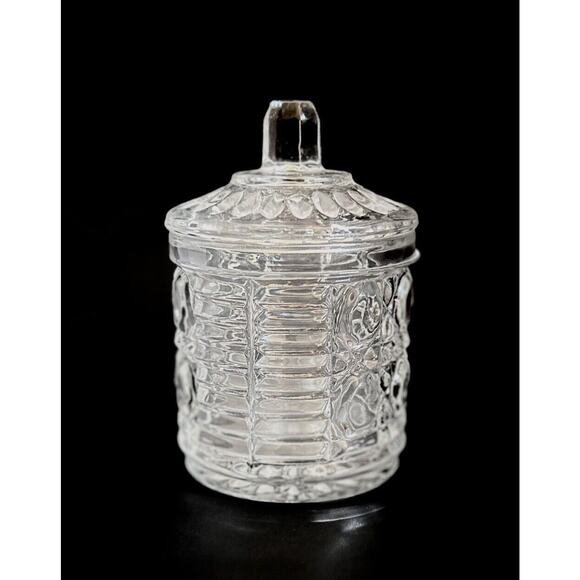 Vintage 1974 Federal Glass Windsor Clear Jam Jar or Sugar With Notched Lid - Picture 3 of 7